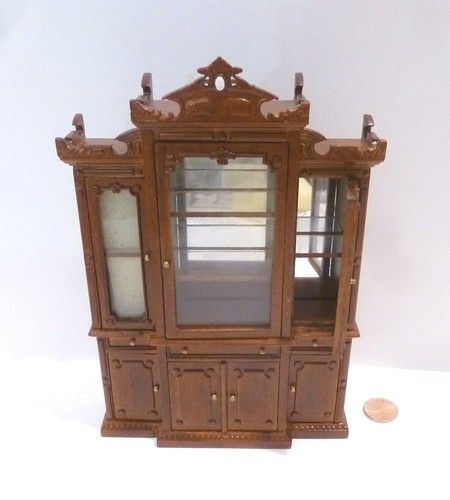 BESPAQ DOLLHOUSE MINIATURE REVIVAL CAMEO DISPLAY HUTCH 3824 NEW WALNUT  | eBay added by Mary Claire Inglish