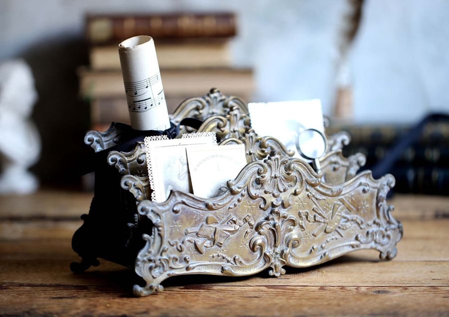 Antique Bronze Letter Rack Rococo Large French Paper Holder Desk Ornament added by Spoak Member