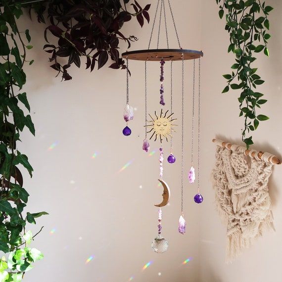 Celestial Suncatcher Mobile Sun and Moon Suncatcher Crystal | Etsy added by Spoak Member