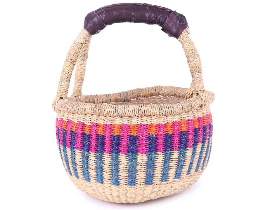 BINABA: Pink, Orange & Blue Woven Mini Market Basket | Kids Easter Egg Hunt Basket, Easter Gift added by Spoak Member
