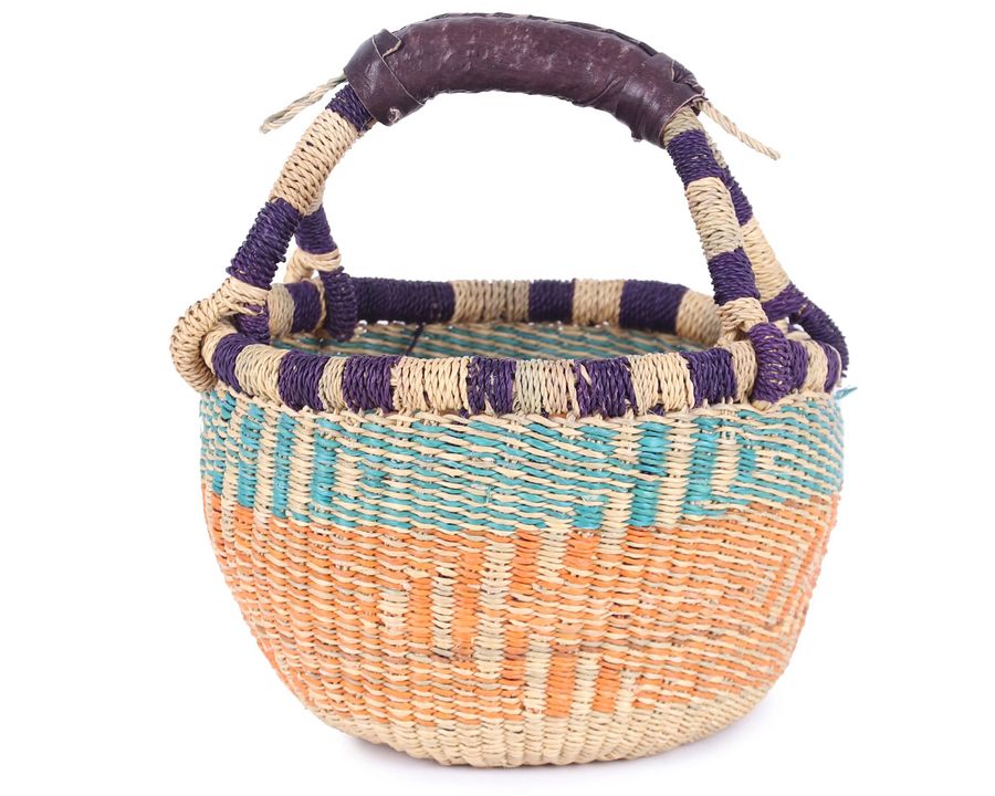 GHANI: Orange and Blue Woven Mini Market Basket | Kids Easter Egg Hunt Basket, Easter Gift added by Spoak Member