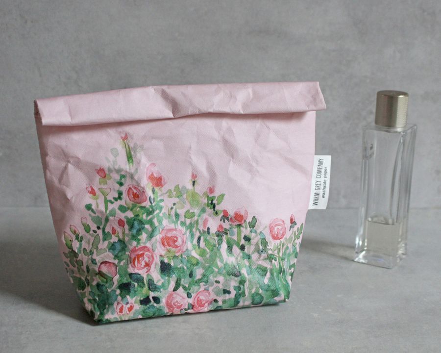 Rose garden romantic make up bag | made from washable paper | Cosmetic bag | Toiletry storage bag | Wash bag | Bathroom Storage added by Spoak Member