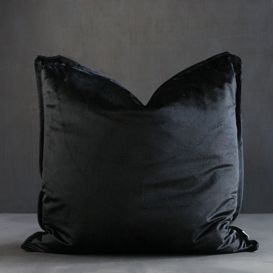 Oxford Black Velvet Cushion - Bedroom and Lounge Accessories - Polyester Cover - Ideal for Modern Bohemian Homes added by Spoak Member