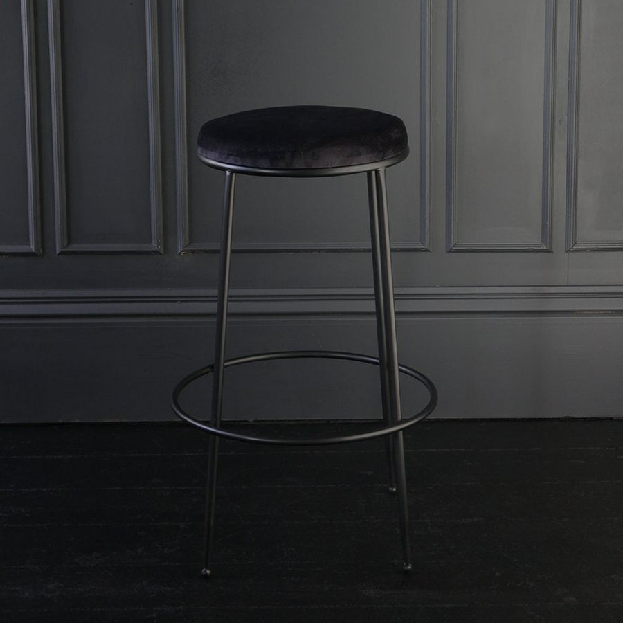 Bremen Bar Stool - Contemporary Commercial Pub Seating - Black Velvet Metal - Seat Height 78cm - Ideal for Modern Industrial Restaurants added by Spoak Member