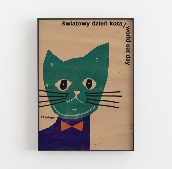 World Cat Day Światowy Dzień Kota  Original Polish Poster - Etsy added by Chloe Valdez