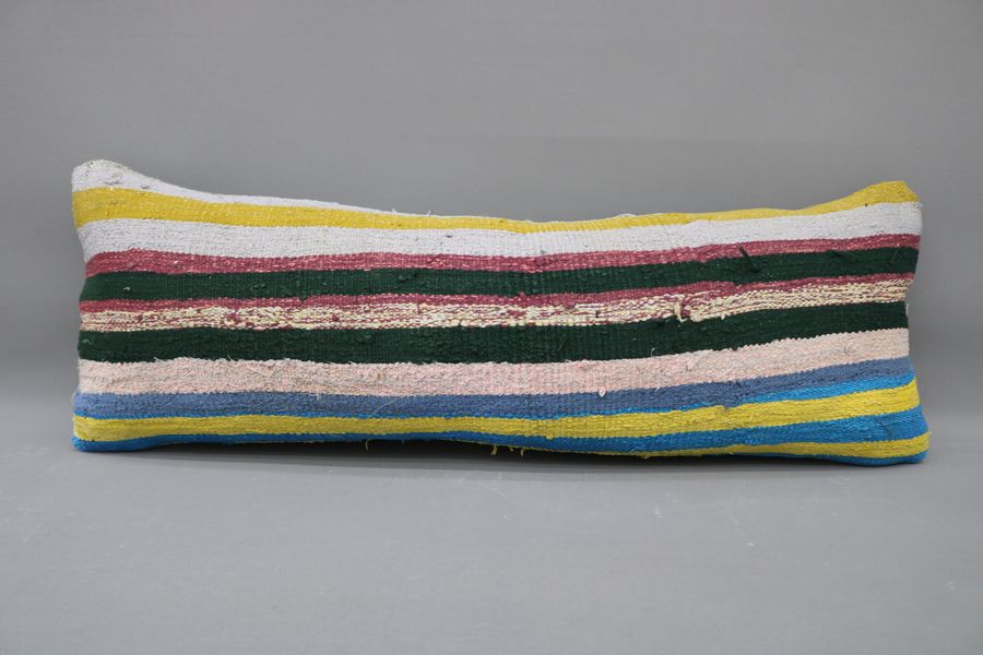 Kilim Pillow,Pillow Cover 12x36,Outdoor Pillows,Pillows,Large Lumbar Pillow,Cushion Cover,Needlepoint Wool,Blue Striped Kilim Pillow 384 added by Spoak Member