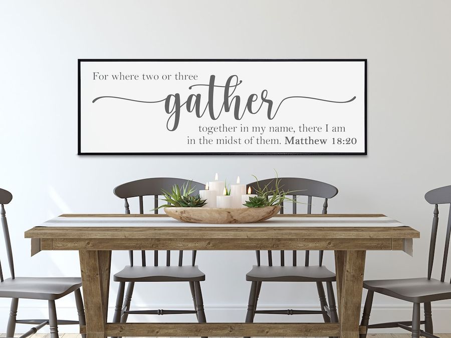 Dining Room Sign Gather Sign for Where Two or Three Gather - Etsy added by Sarah Lundy