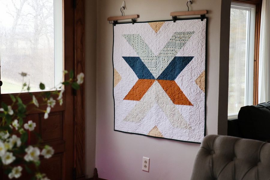 Modern Handmade Baby Quilt | Boy Girl Gender Neural | Mom Baby Shower | Quilted Crib Blanket | Baby Shower - Floral X Pattern #1 added by Spoak Member