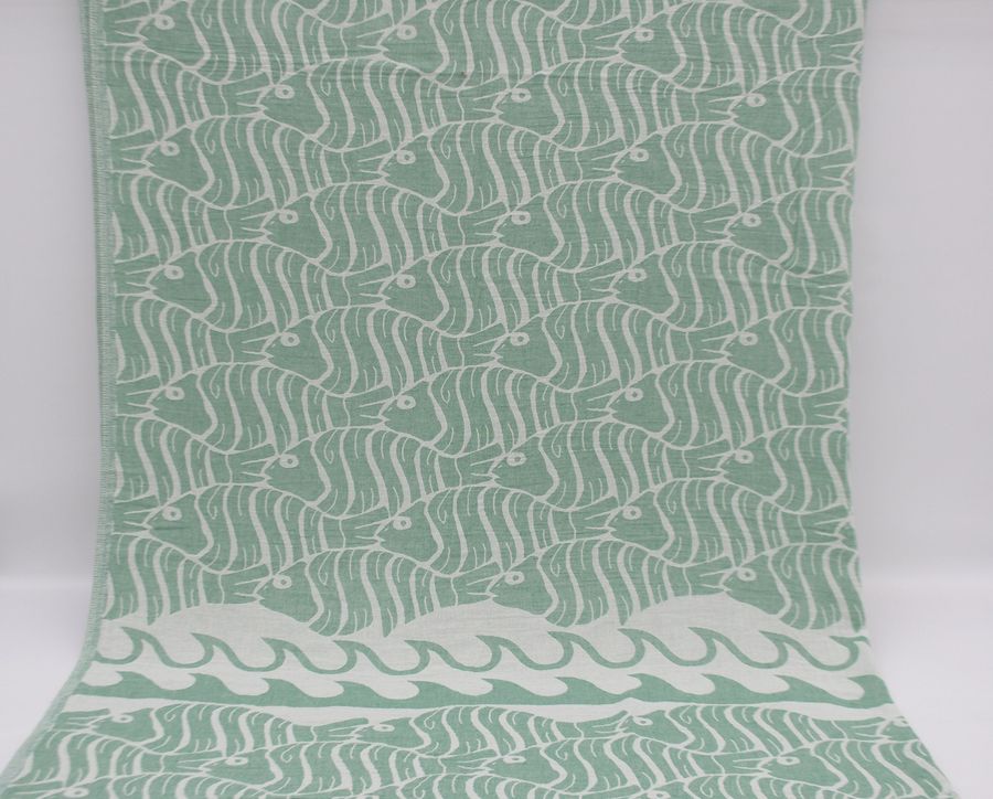 Dark Green Blanket,Turkish Bedspread,Turkish Blanket,Throw,King Size Blanket,75"x95",Extra Long Blanket,Fish Design Blanket,K3-balıkB added by Spoak Member