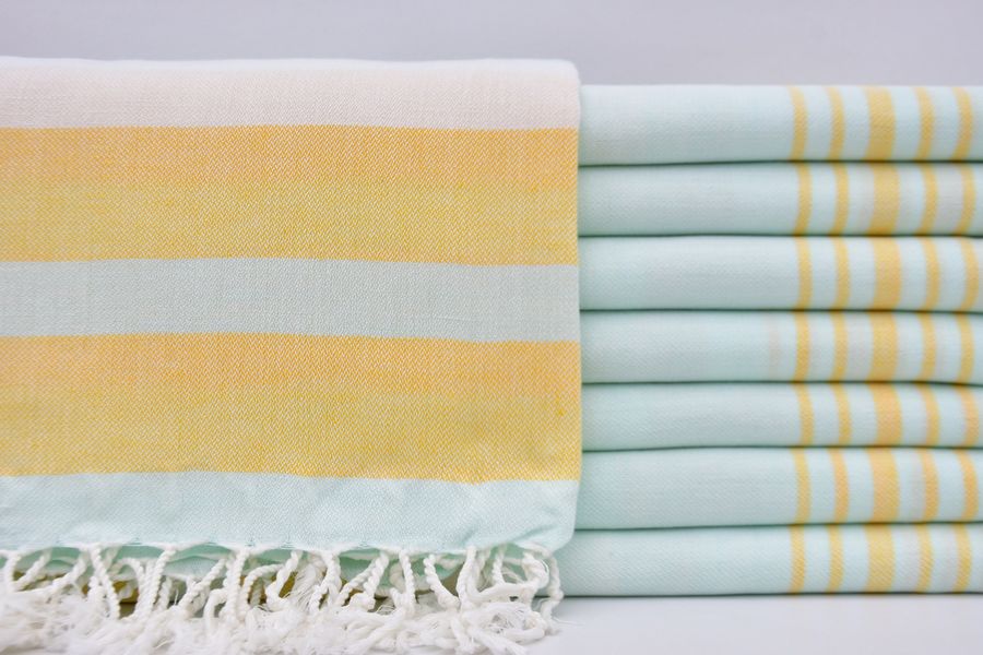 Turkish Towel,Beach Towel,Picnic Towel,Mint and Yellow Towel,Handmade Towel,40"x70",Turkish Peshtemal,Shower Towel,Soft Towel,B4-melis added by Spoak Member