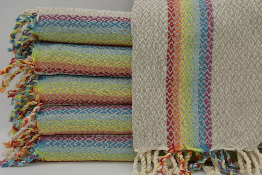 Turkish Towel,Small Diamond Towel,Beach Towel,Soft Towel,Turkish Peshtemal,40''x70'',Turkey Towel,Beige Towel,B2-gökkuşağı added by Spoak Member