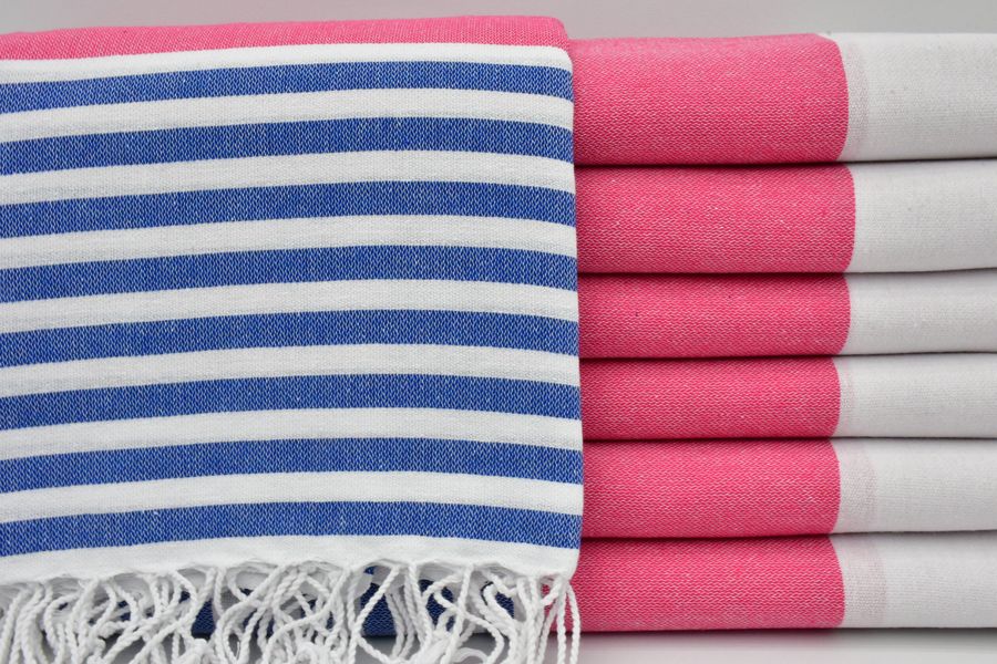 Organic Towel,Beach Peshtemal,Turkish Towel,Turkey Towel,Sauna Towel,36"x67",Turkish Peshtemal,Fuchsia And Sax Blue Towel,B1-Marin added by Spoak Member