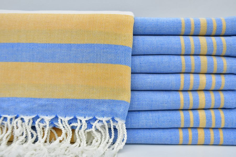Turkish Towel,Blue and Gold Yellow Towel,Festival Towel,Handmade Towel,Beach Towel,40"x70",Turkish Peshtemal,Bridesmaid Gift Towel,B4-melis added by Spoak Member
