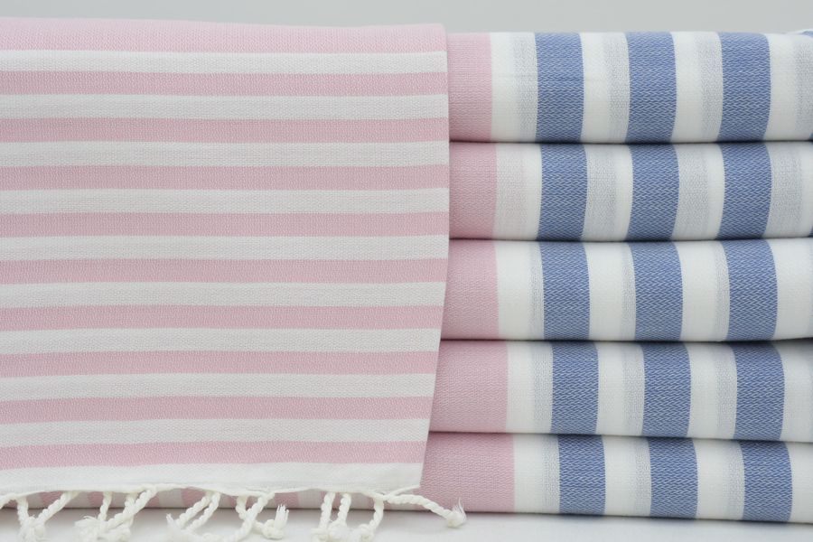 Cotton Towel,Turkish Towel,Turkish Peshtemal,Gift Towel,Wholesale Towel,40''x70'',Organic Towel,Powder Pink And Medium Blue Towel,K2-Marina added by Spoak Member