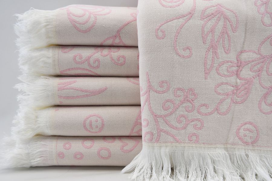 Pink Towel,Turkish Bath Towel,Handmade Towel,Sauna Towel,Pool Towel,Aztec Towel,38"x63",Turkish Baech Towel,Fish Patterned Towel,M3-balık added by Spoak Member