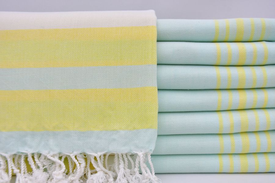 Turkish Towel,Bachelorette Party Towel,Peshtemal Towel,Soft Towel,Beach Towel,40"x70",Turkish Peshtemal,Mint and Yellow Towel,B4-melis added by Spoak Member