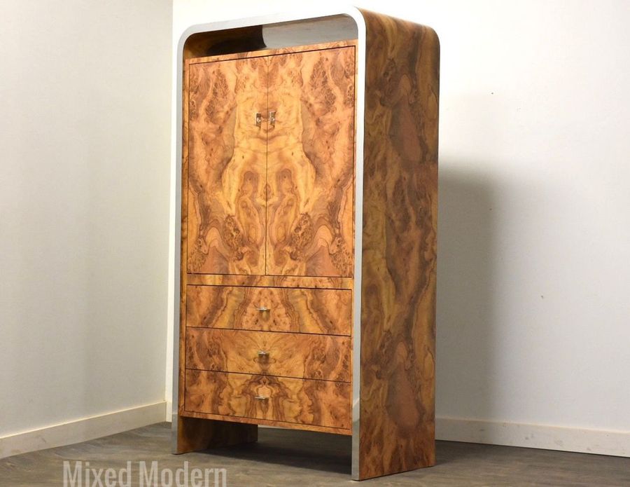 Burl & Chrome Modern Armoire Dresser - Etsy added by Emily York