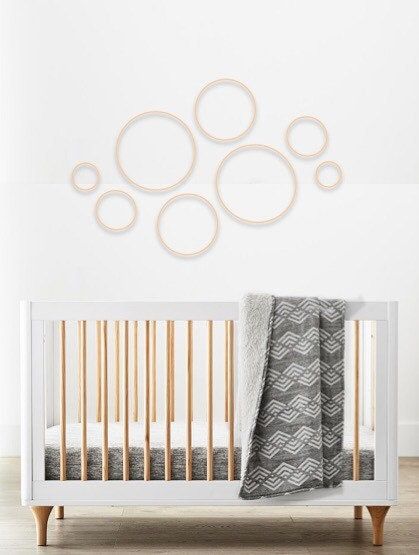 8 Piece Custom Nursery Gallery Wall, African Mudcloth Gallery Wall Hanging Decor Set, Wood Circle Frames Various Sizes, Modern Boho, added by Spoak Member