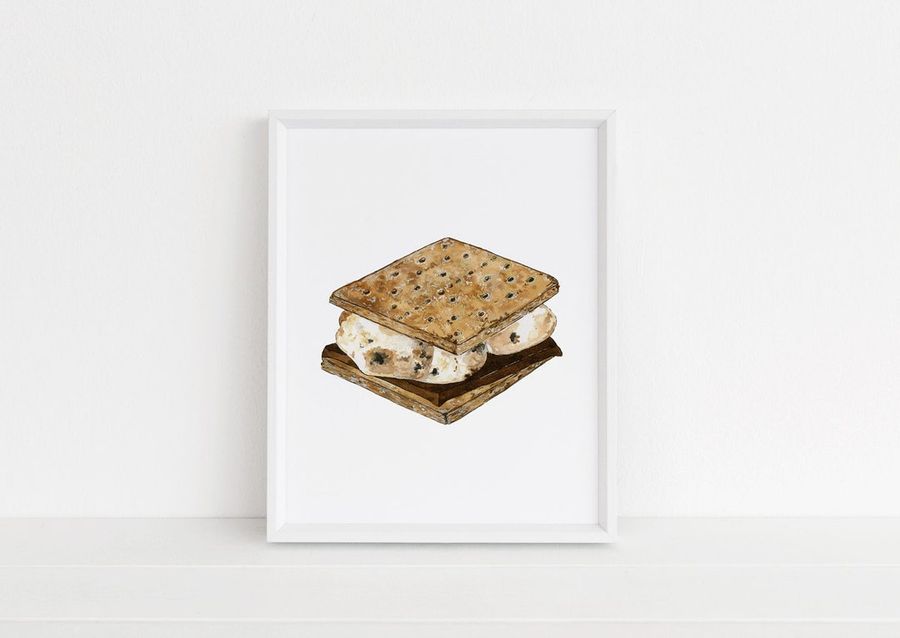 S'mores Watercolor Art Print Camping Campfire Summer - Etsy added by Liz Kirby