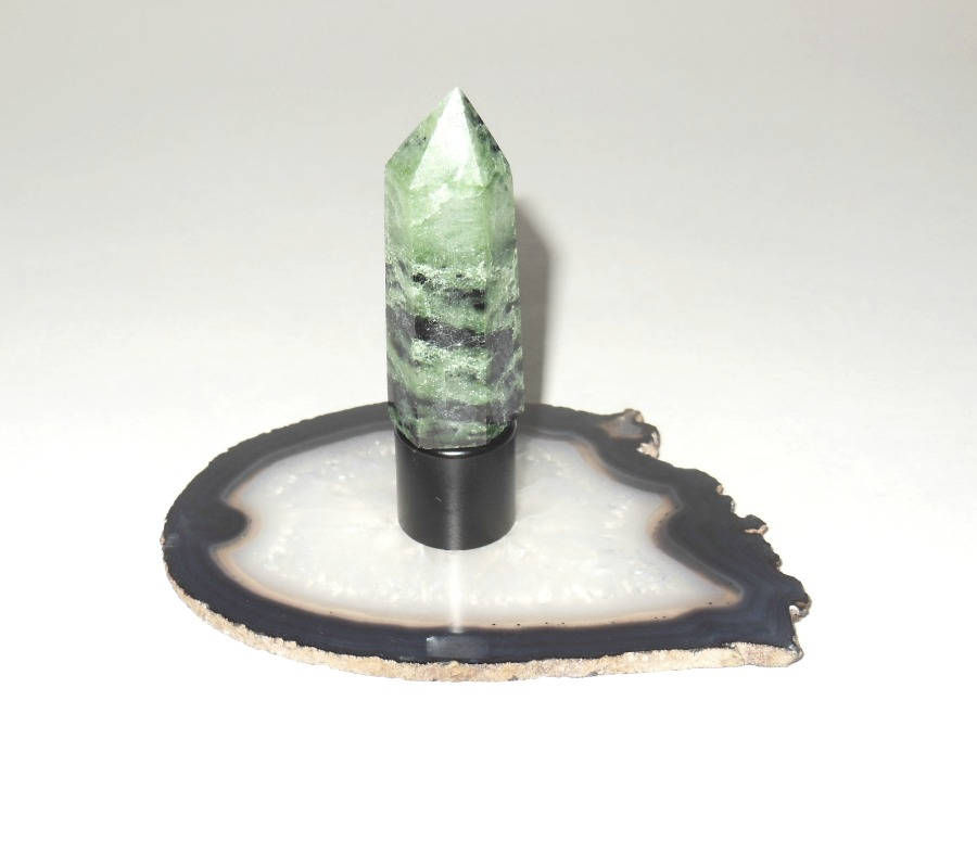 Green Zoisite (aka Anyolite) Crystal Obelisk Lamp Finial - Mineral Finial - Home Décor added by Spoak Member