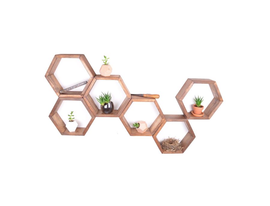 6 Honeycomb shelves, Hexagon Shelves, Geodesic Shelves, Geometric Shelves, Nursery Shelves, Hexagon shelf, Floating Shelf, Floating Shelves added by Spoak Member