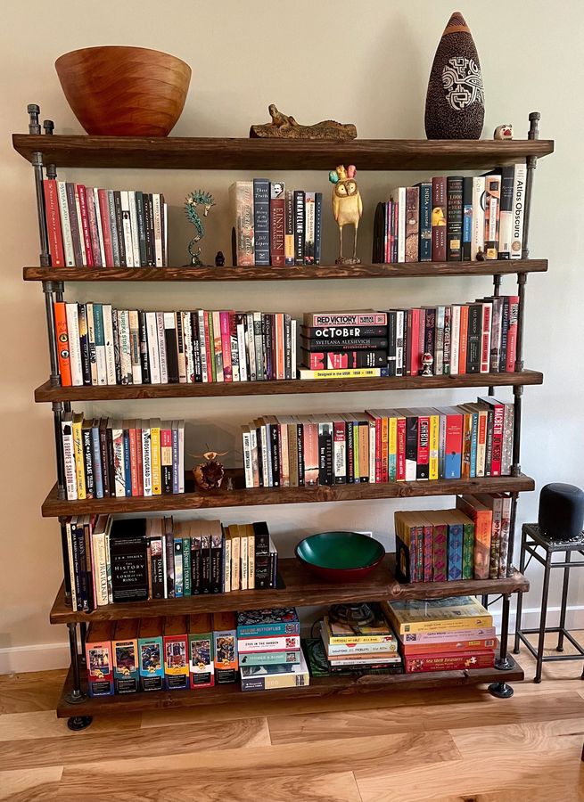 Large Bookshelf, Wall Shelving, Extra-Long Bookshelf, Extra-wide Shelving, Steampunk Furniture, Pipe Bookcase added by Spoak Member