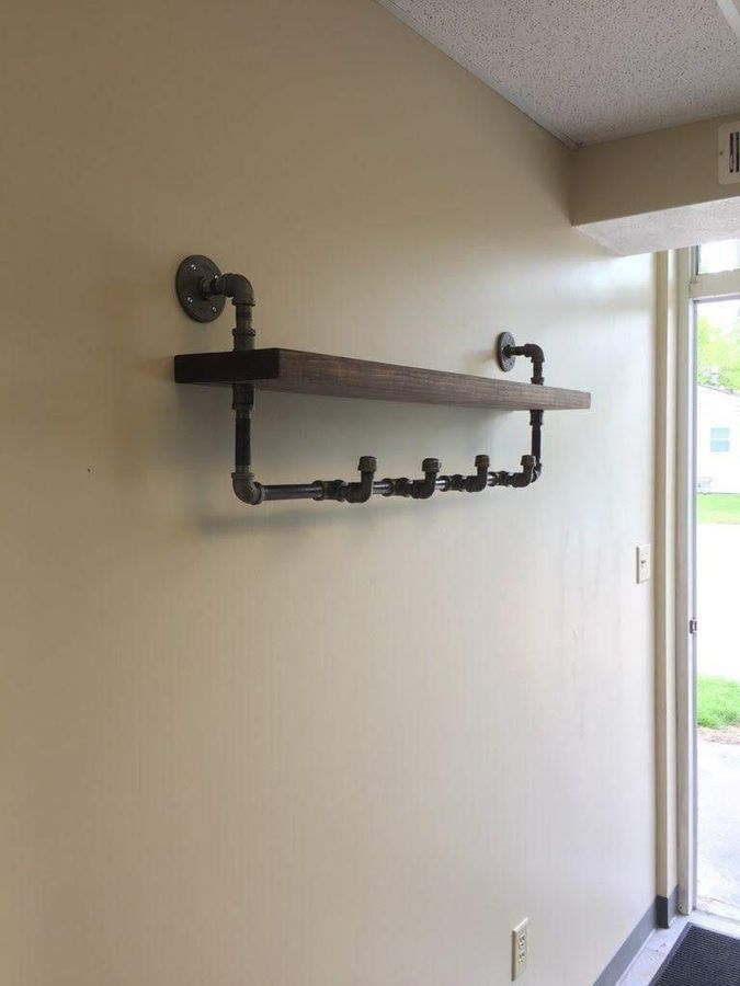 Coat Rack with shelf - Entryway shelf - Coat Hooks - Coat Hooks with Shelf - Industrial shelf - Farmhouse - Entryway Pipe Shelf - Coat Rack added by Spoak Member