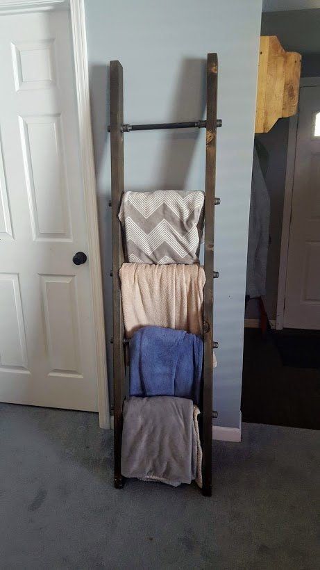 Industrial Pipe and Wood Blanket Ladder, Quilt Ladder,Farmhouse Blanket Ladder, Blanket Ladder Rack,Throw Blanket Ladder, Rustic Ladder added by Spoak Member