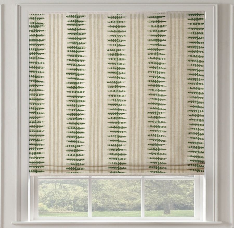NEW Thibaut Indo Stripe Roman Shade Shown in Spruce Green - Etsy added by Kacey Dillier