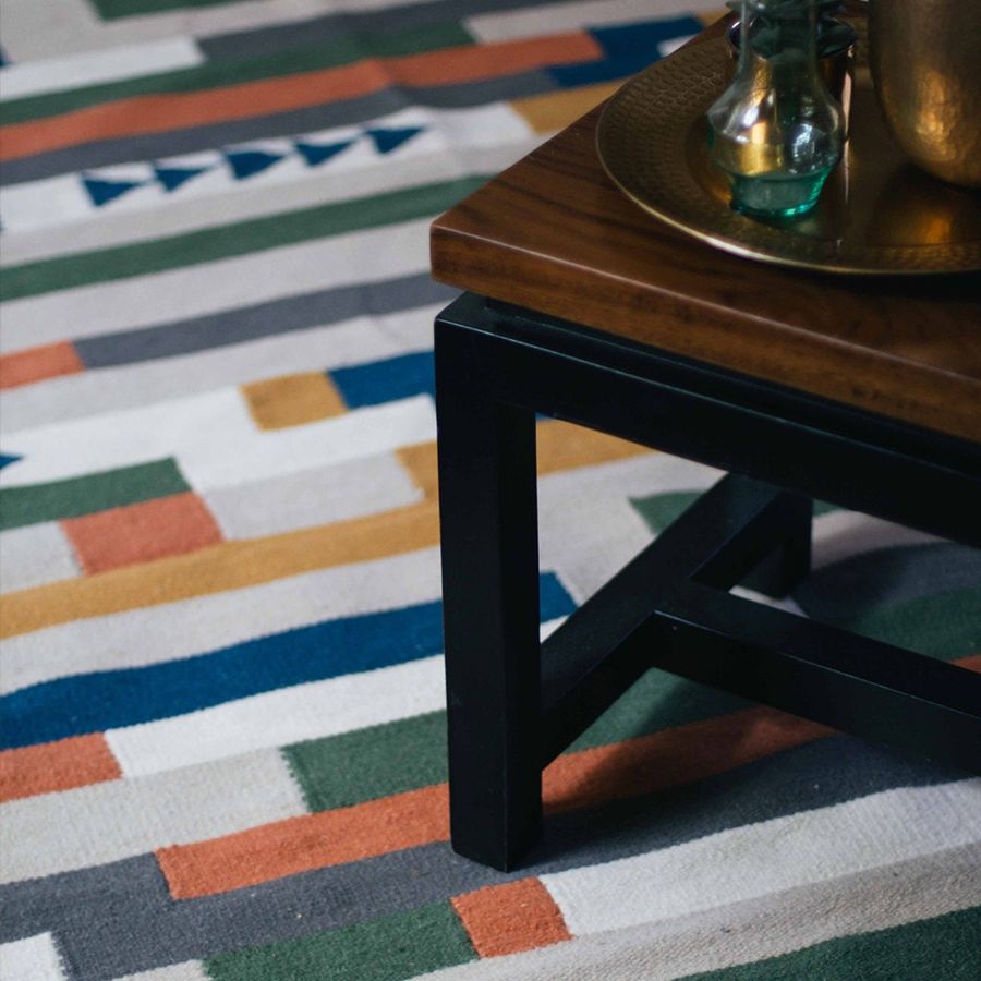 Delta flatwoven modern kilim area rug wool;  Southwestern abstract rug runner; boho style; living room decor; 2x3 5x7 5x8 8x10; colorful added by Spoak Member