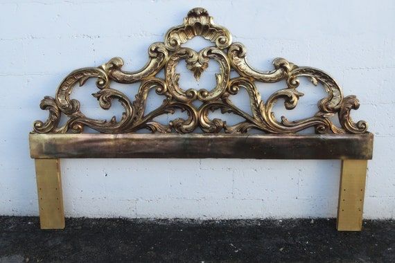 French Carved Gold Distressed King Size Headboard 2446 | Etsy added by Jendalyn Cohen