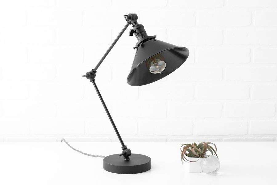 Black Desk Lamp - Edison Table Lamp - Black Shade Lamp - Adjustable Table Light - Farmhouse Lamp - Model No. 7171 added by Spoak Member