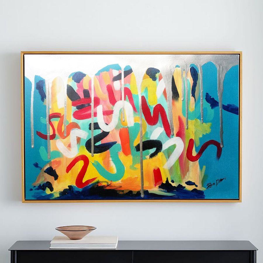 Large Painting On Canvas Oversize Painting Colorful Painting Blue Painting Silver Painting Yellow Painting Original Painting On Canvas Art added by Spoak Member