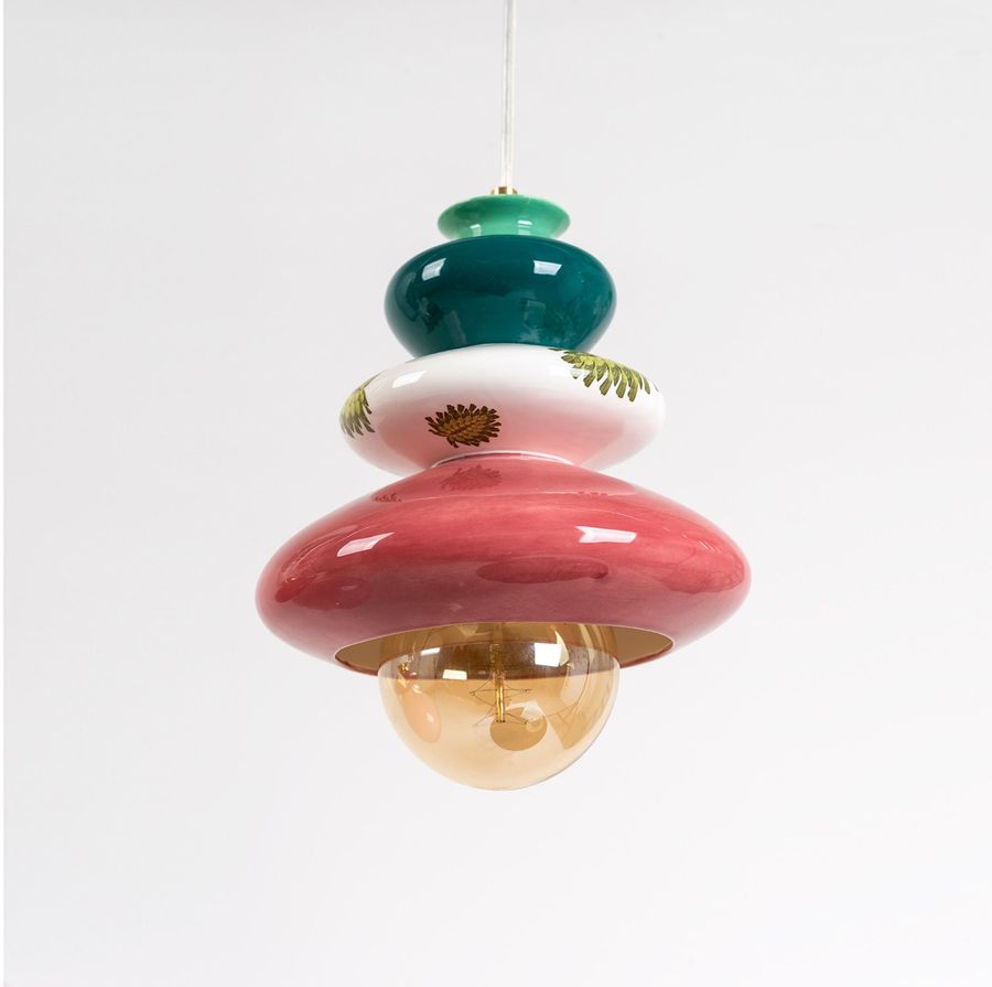 Chandelier Lampshade, Pendant Ceramic Lamp, Ceiling Design Light, Decorated with Ceramic Prints, Unique Light Fixture added by Spoak Member