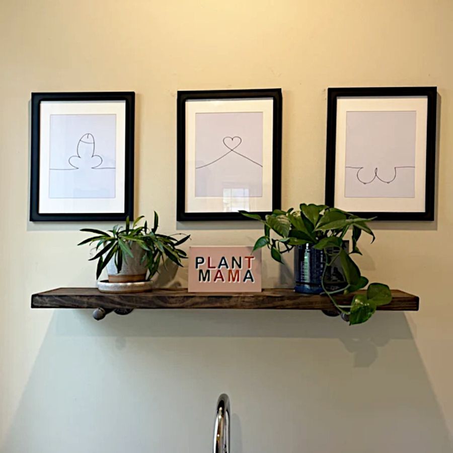 Floating Rustic Shelf, Farmhouse Floating Pipe Shelf, Custom Coffee Bar Shelf, Industrial PIpe bracket shelf, Modern Minimalist Plant shelf added by Spoak Member