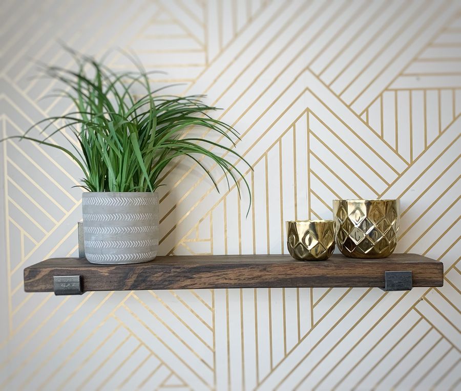 FIXER UPPER Style SHELF - Rustic Shelf with J Brackets, Industrial Shelf, Kitchen Shelf, Farmhouse Shelf, Book Shelf, Plant Storage shelf added by Spoak Member
