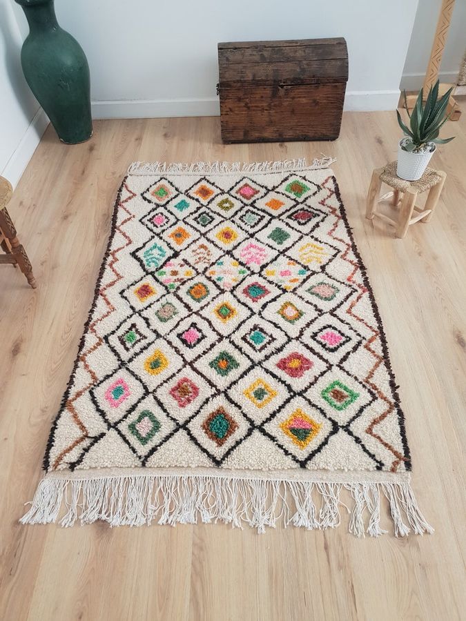 Moroccan Azilal Rug 3x5ft, Pink Handmade Berber Carpet, Handwoven Wool Moroccan Rug, Tribal Bohemian Area Rug - 158x105 cm added by Kate Lynn Nemett