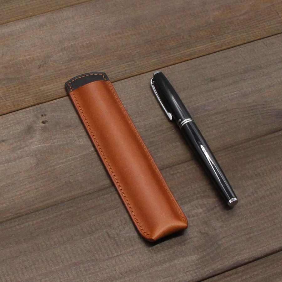 Leather Pen Case,Personalized Pencil Case,Black leather Pen Pouch,Pen Cover,Pen Holder,Leather pen sleeve,Pen Case, Anniversary Gift. added by Spoak Member