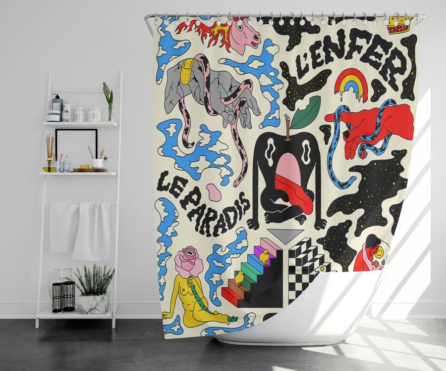 Unique shower curtain with original pattern, water resistant and washable, 71 x 71, cool house warming gift added by Spoak Member