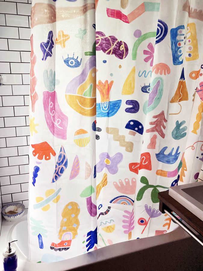 Quality unique shower curtain with colourful original pattern, polyester water resistant and washable, 71 x 71, cool house warming gift added by Spoak Member