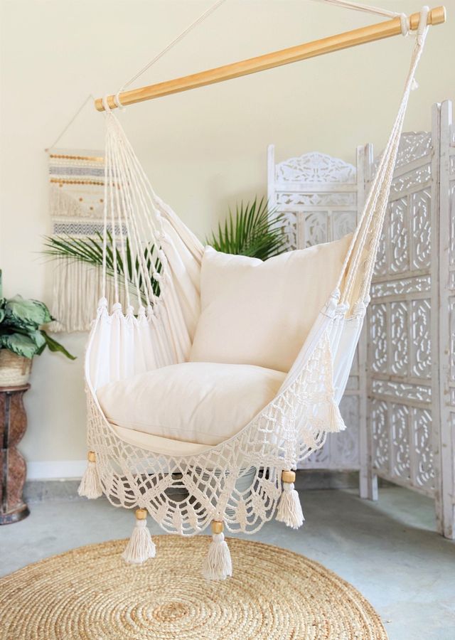 Hammock Chair, Hanging Chair, Swing Chair, Indoor Swing, Macrame hanging chair, Macrame Swing Chair, Boho Chair, Hanging Chair in Bedroom added by Amber Wilcox