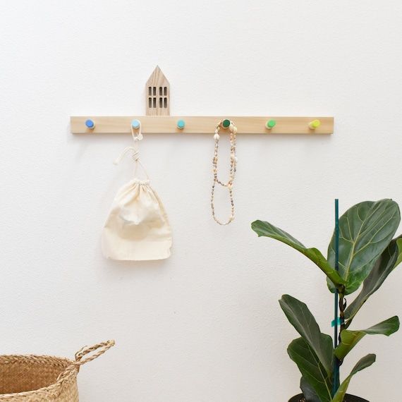 Thin Wood Modern Peg Rail  Colorful Dipped Modern Minimalist - Etsy added by Liz Kirby