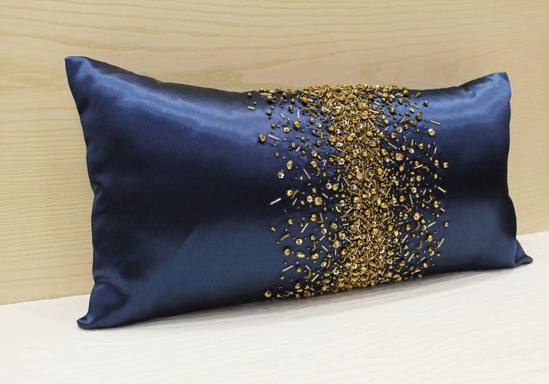 Navy Blue Bling Crystal Throw Pillow Cover Luxury Contemporary | Etsy added by Tayo A