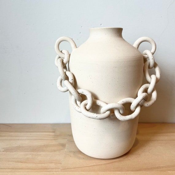 Chain White Stoneware Ceramic Vase - Etsy added by Jessica Beresford Barbaro