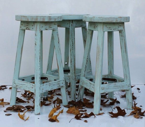 Bar Stool  Rustic Reclaimed Barn Wood finished W/round Top - Etsy added by Madelynn Furlong