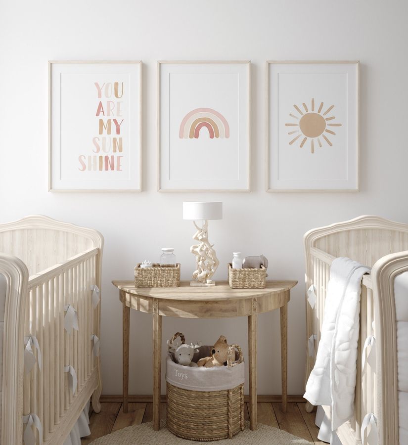 Neutral Rainbow Wall Art Set of 3 Prints, You Are My Sunshine, PRINTABLE Wall Art, Rainbow Nursery Decor, Kids Room Decor, DIGITAL DOWNLOAD added by Spoak Member