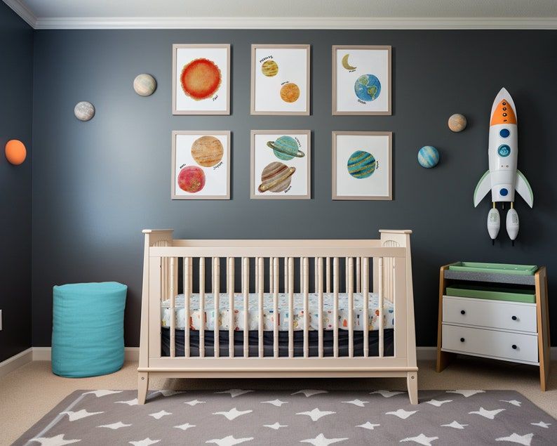 Planet Set of 6 Nursery Art Prints Planets Wall Art Solar - Etsy added by Danielle Hughes