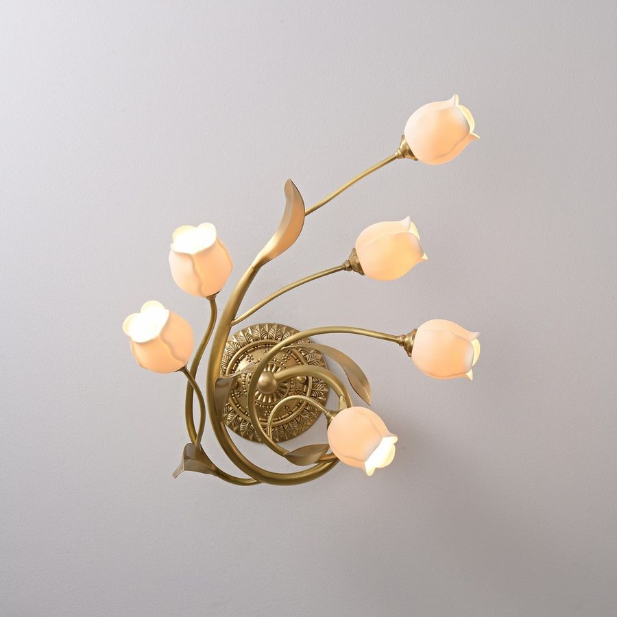 Antique French Brass Wall Sconce Light With White Ceramic - Etsy added by Elaine Wackerly