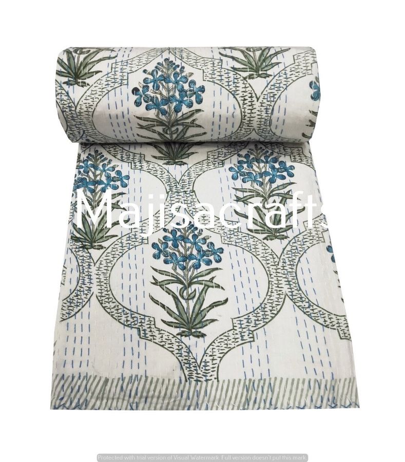 Hand Block Printed Cotton Quilted Blanket Indian T Handmade - Etsy added by Melanie Thomas