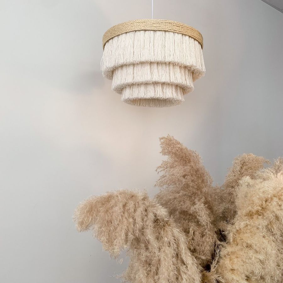 Boho Light Fixture Fringe Cotton Chandelier Boho Lamp Shade - Etsy added by erika grossman